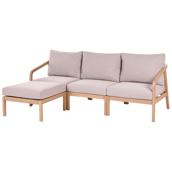 Gartensofa mit Ottomane und Polsterauflagen aus Holzrahmen für den Außenbereich
