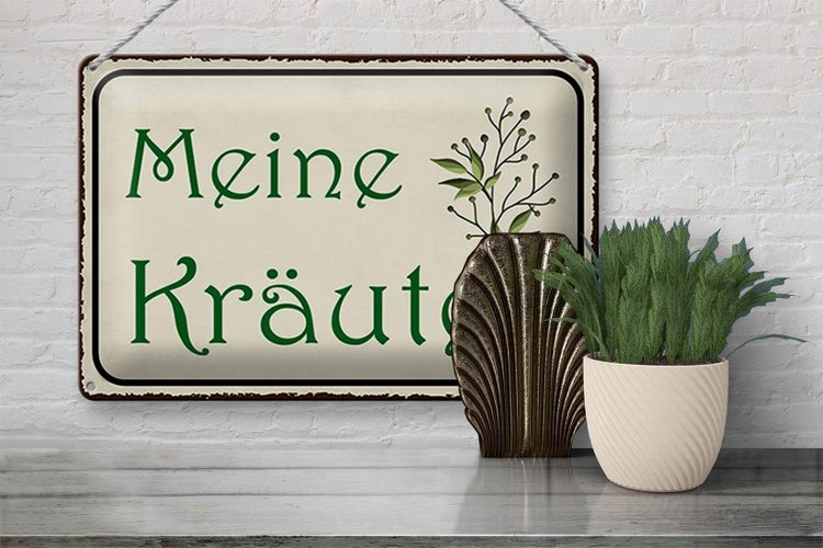 Blechschild Spruch 30x20cm meine Kräuter