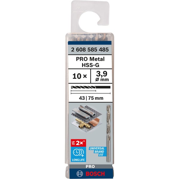 Bosch PRO Metal HSS-G Spiralbohrer 3,9 x 43 x 75 mm - 2608585485