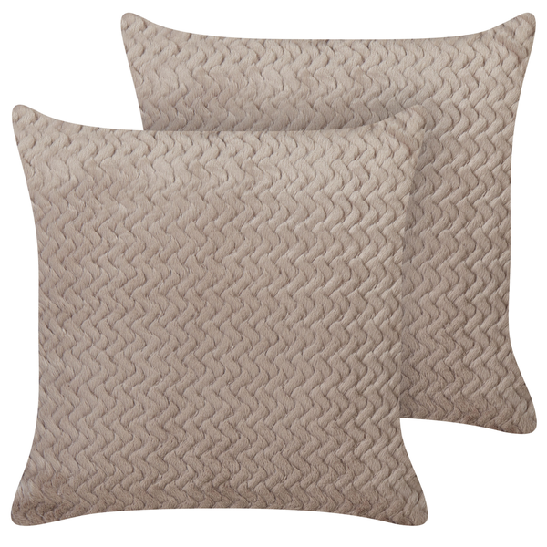Dekokissen 2er Set SURMI Webpelz 45 x 45 cm Hellbraun Ohne Muster