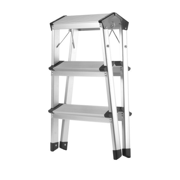 Trittleiter TL-32 ST mit 150kg Tragkraft und 3 Stufen Aluminium-Leiter