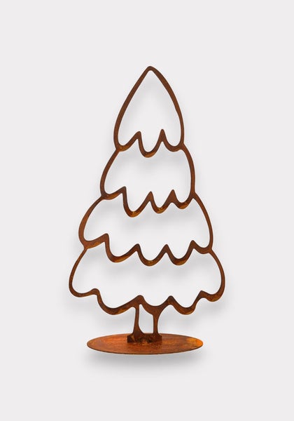 Dekorative Tannenbaumfigur aus Metall mit Rostoptik für die Weihnachtszeit