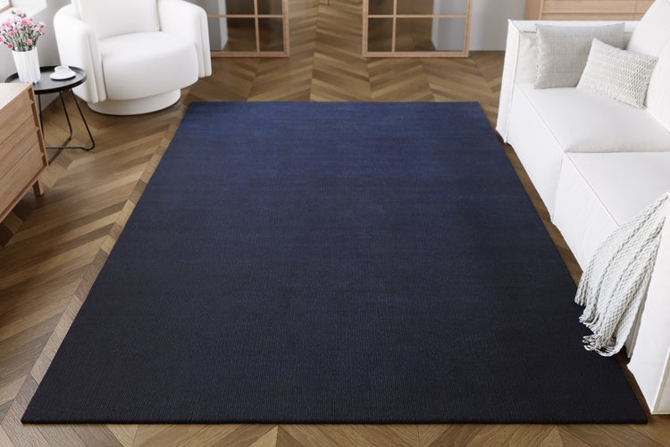 Kelim Teppich Dunkelblau aus Wolle Perpignan Green Looop 130x190 cm