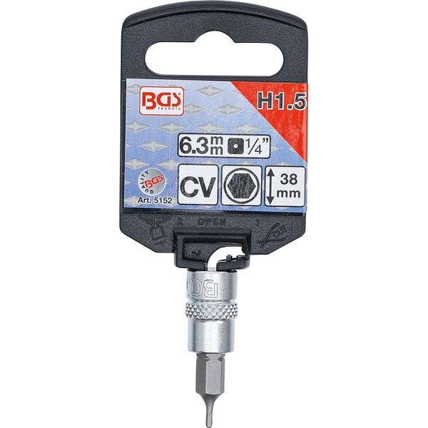 BGS Bit-Einsatz Antrieb Innenvierkant 6,3 mm (1/4) Innensechskant 1,5 mm - 5152