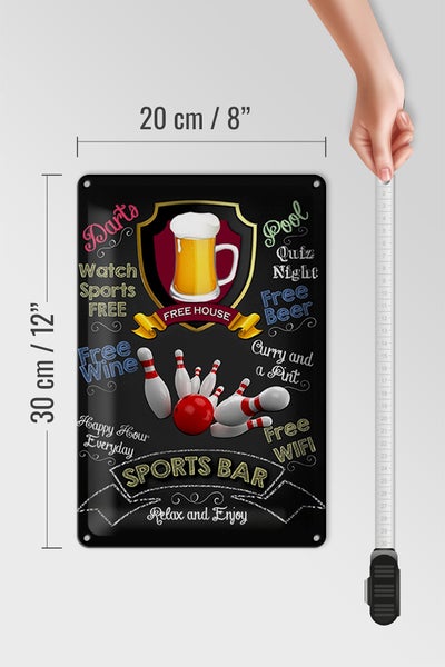 Blechschild Spruch 20x30cm sports bar Bowling relax and enjoy