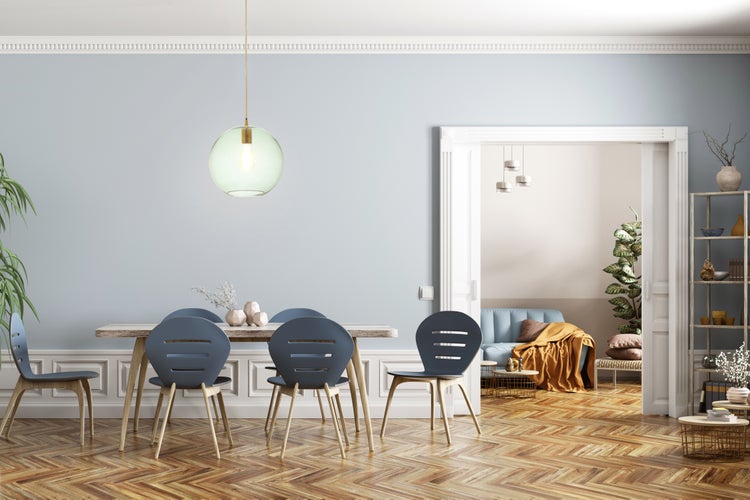 Glaskugel Hängelampe in Grün, Pendellampe aus Glas 36 cm | Wohnzimmer Esszimmer Leuchte