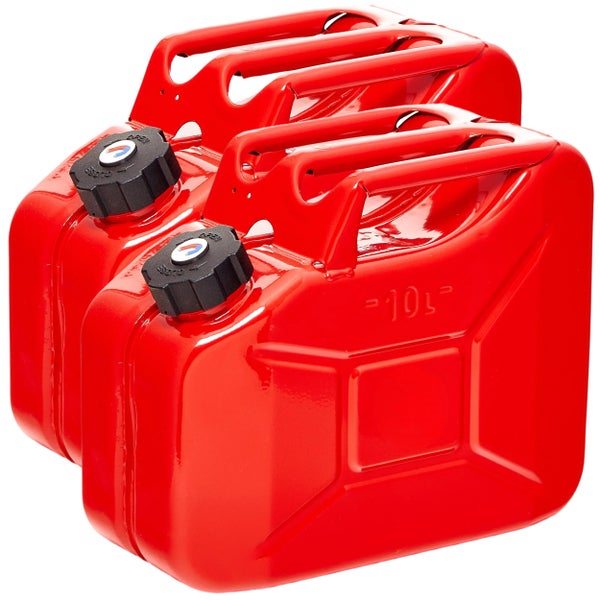 BW® Kraftstoffkanister Metall Benzinkanister 2x 10 Liter mit Schraubverschluss - Rot - RAL 3000 - TÜV-geprüft und UN-Zulassung - Made in Europe