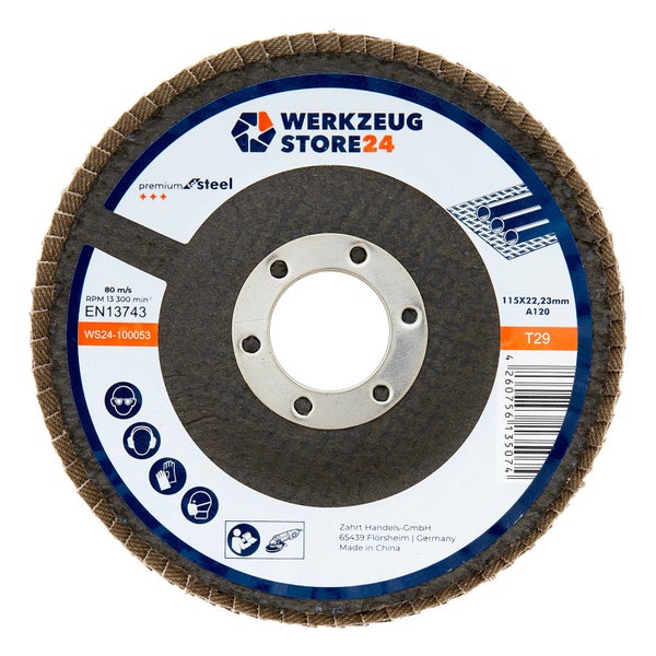 WS24 10x Lamellenschleifscheibe 115 mm gewölbt Aluminiumoxid K 120 - WS24-100053