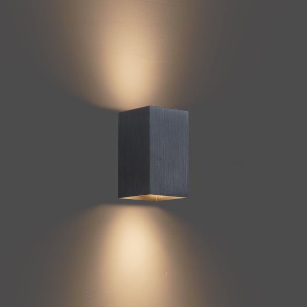 Moderne Wandleuchte in Gunmetal-Optik, quadratisch, 2-flammig GU10 50mm - Sandy