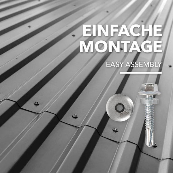 FLOORDIREKT Trapezblech - 115 x 45 cm - Profilblech - Stärke 0.25 mm - 15er-Set - inkl. Schrauben - 7,7 m² - Dunkelgrau