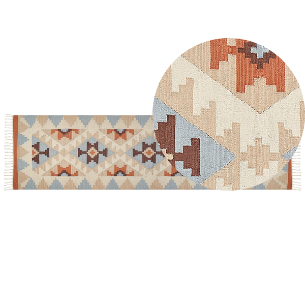 Teppich DILIJAN Bunt 80 x 300 cm Baumwolle Kelim