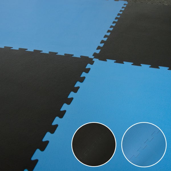 90x90cm XL Trainingsmatte - 25mm dicke Sportmatte mit Rand Schwarz Blau