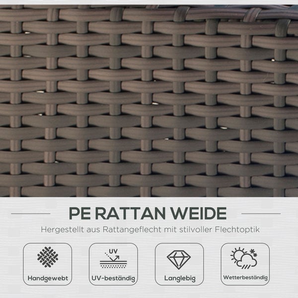 Outsunny Poly-Rattan Sofa mit Kissen, 2-Sitzer Garten Loungesofa, 130 x 70 x 80 cm, Metall, Polyester, Braun+Weiß