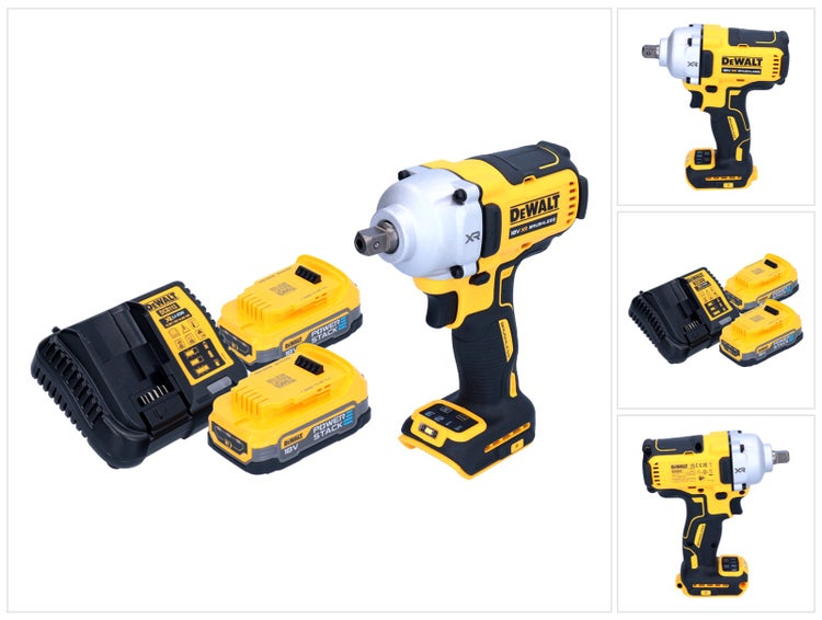 DeWalt Akku Schlagschrauber Set mit zwei Powerstack Akkus und Ladegeraet