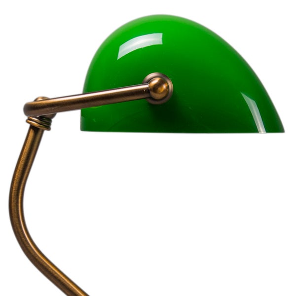 Grüne Schreibtischlampe mit Messingdetails