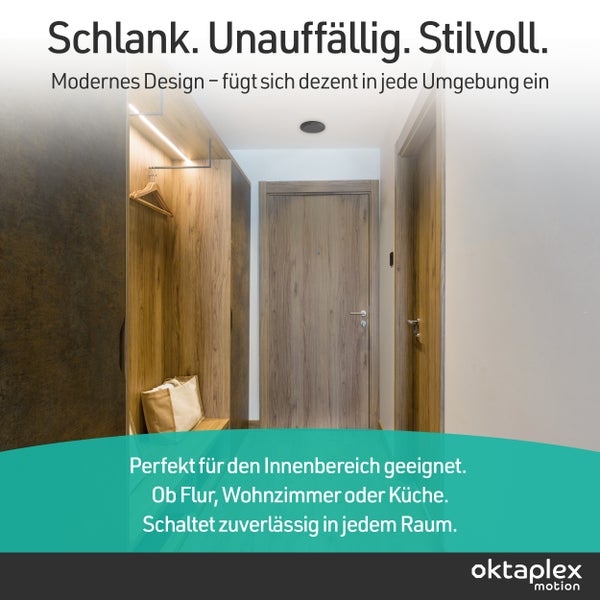 Modern gestalteter Flur mit Garderobe und Holztür