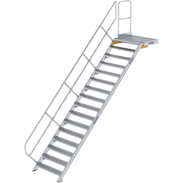Günzburger Steigtechnik Treppe mit Plattform 45° Stufenbreite 1.000 mm 16 Stufen Aluminium geriffelt - 600476