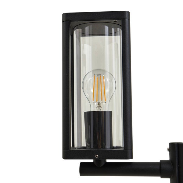 Lucande Mastleuchte außen Siveta (Modern) in Schwarz aus Aluminium (2 flammig, E27) - Kandelaber Außenleuchte