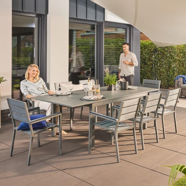 Home Deluxe - Gartentisch ausziehbar - CASA - Gestell und Tischplatte Aluminium, ca. 160 (240) x 100 x 74 cm - inkl. Zubehör I Gartenmöbel Ausziehtisch Balkonset