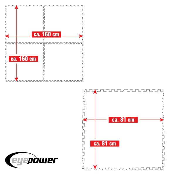 eyepower 2,6m² Poolunterlage - 4 EVA Matten 81x81 - Outdoor Pool Unterlage - Unterlegmatten Set