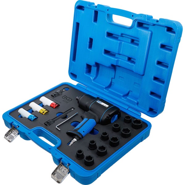 Schlagschrauber Set mit Zubehör in blauem Werkzeugkoffer