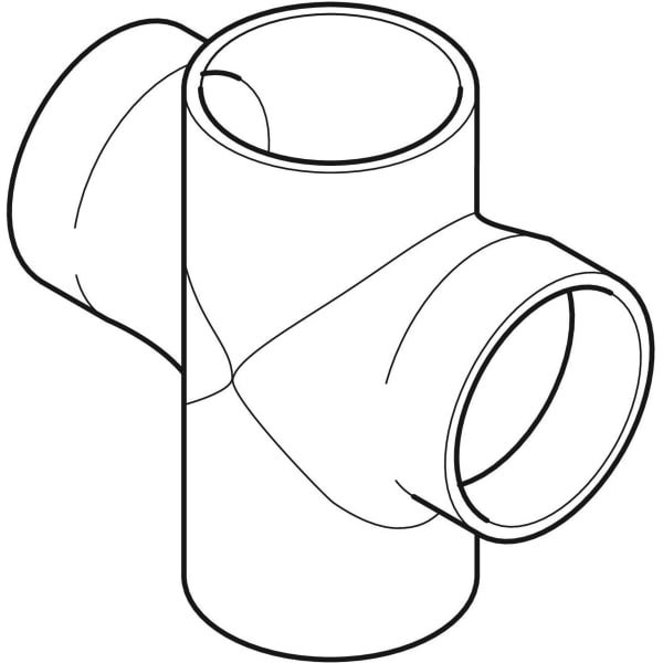 Schematische Zeichnung eines Doppelabzweigs für Abwasserrohre.