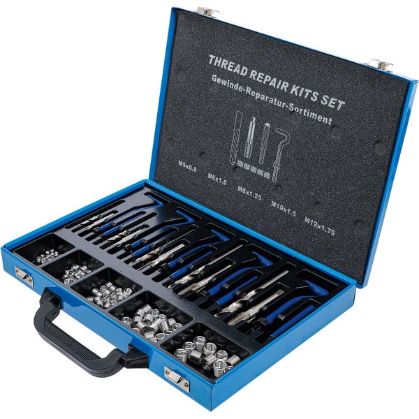 Gewindereparatur Set in einem blauen Werkzeugkoffer