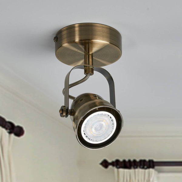 Lindby LED Wandlampe, Deckenlampe drehbar und schwenkbar Wandstrahler Deckenstrahler altmessing 1x 5W GU10 (austauschbar) Strahler Spot