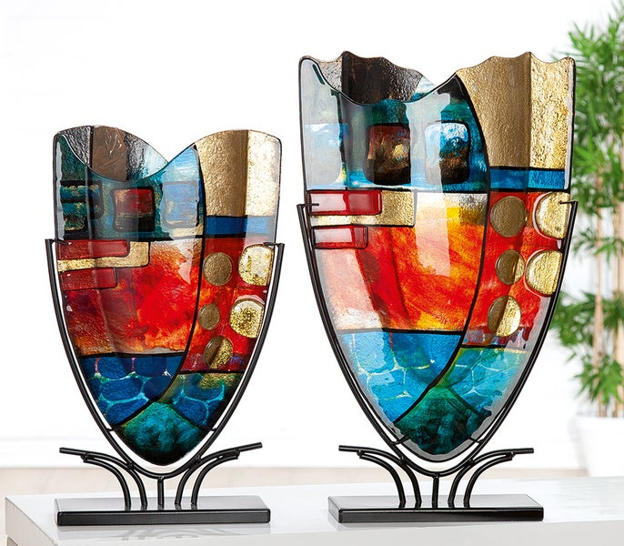 Vase GILDE Vasen Höhe 47,5cm Breite 10,5cm mehrfarbig Glas, Metall