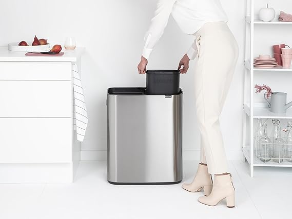 Brabantia Hochwertiger Abfallsammler Mit Touch Öffnung 2 x 30 Liter HxBxT 65,6 x 54,5 x 31 cm Edelstahl