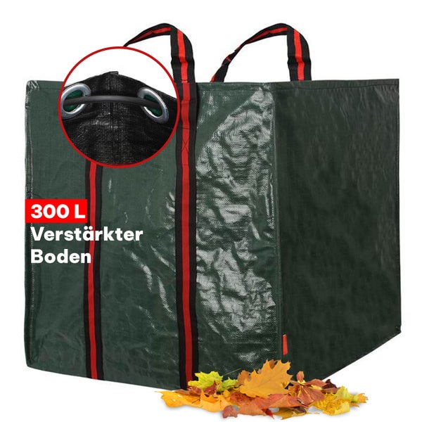 Gartenabfallsack PROFI - 210g/m² - 300 Liter - reißfester Laubsack mit verstärktem Boden & umlaufendem Gurt