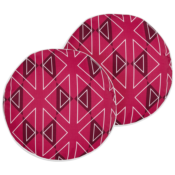 Gartenkissen 2er Set MEZZANO Geometrisches Muster 40 x 40 cm Rosa