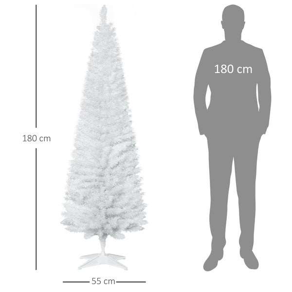 HOMCOM Weihnachtsbaum, Ø55 x 180 cm, PVC, Weiß