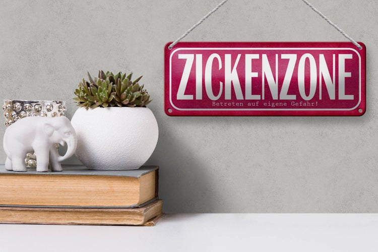 Blechschild Spruch 27x10cm Zickenzone eigene Gefahr Dekoration