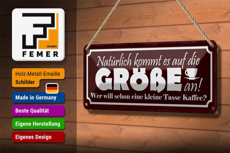 Blechschild Spruch 27x10cm Kaffee wer will kleine Tasse Dekoration