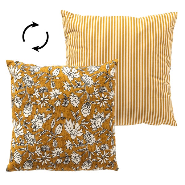 Wende-Dekokissen mit floralem Muster und Streifenmuster