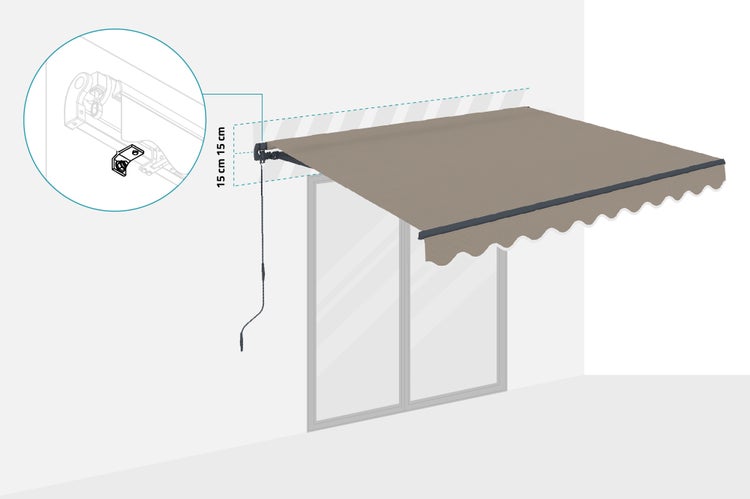 VECCHIO einteilige Markise 3m x 2,5m Taupe - Premium-Canvas 320 g/m²