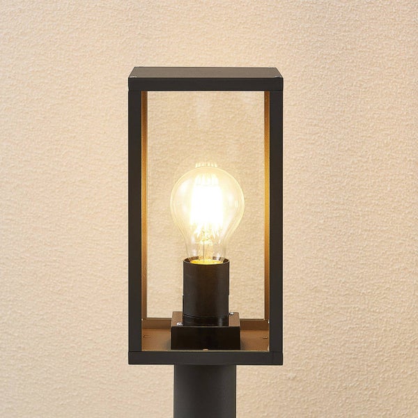 Lindby Außenleuchte Filimon (spritzwassergeschützt (Modern) in Schwarz aus Aluminium (1 flammig, E27) - Wegeleuchte Pollerleuchte Wegelampe Sockelleuchte