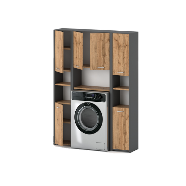 Waschmaschinenschrank Kombination mit Regalen und einer Waschmaschine