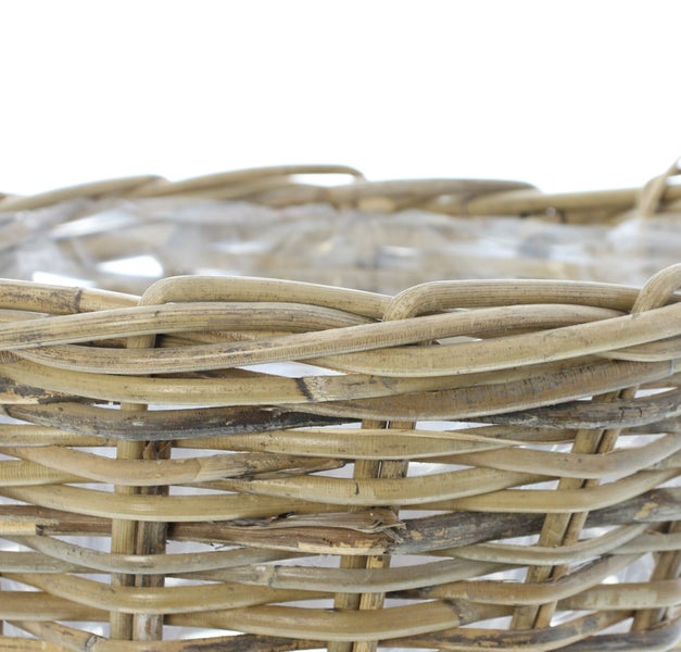 FRANK FLECHTWAREN | Pflanzkorb Spaltrattan, RATTAN, FOLIE, Ø 35 x 25 cm