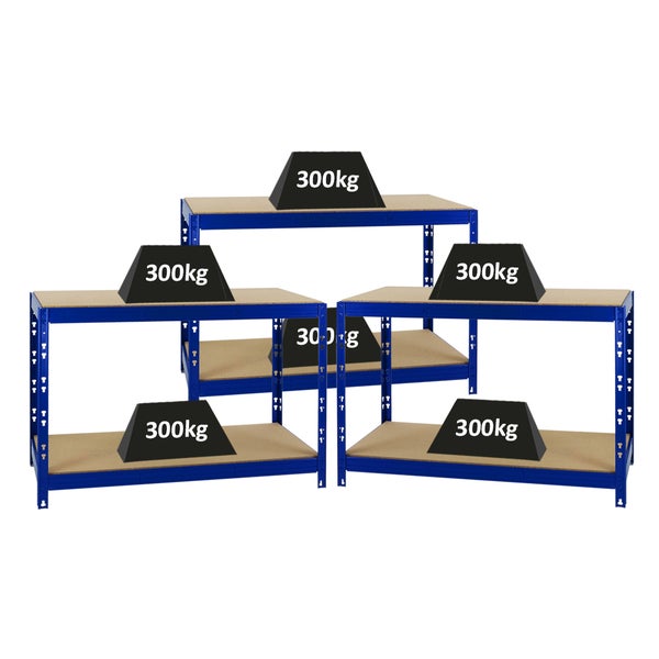 PROREGAL Mega Deal 3x Werkbank Tiger HxBxT 90 x 140 x 60 cm Fachlast 300 kg Blau