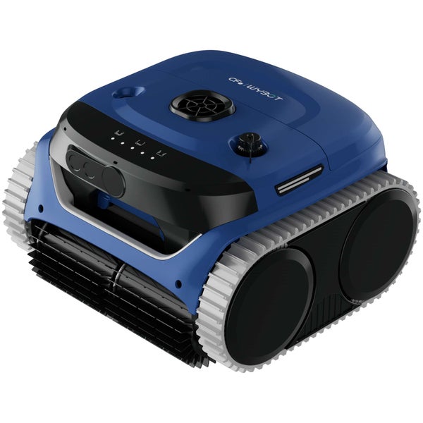 Automatischer Poolroboter WYBOT mit Raupenantrieb und Reinigungsbürsten.
