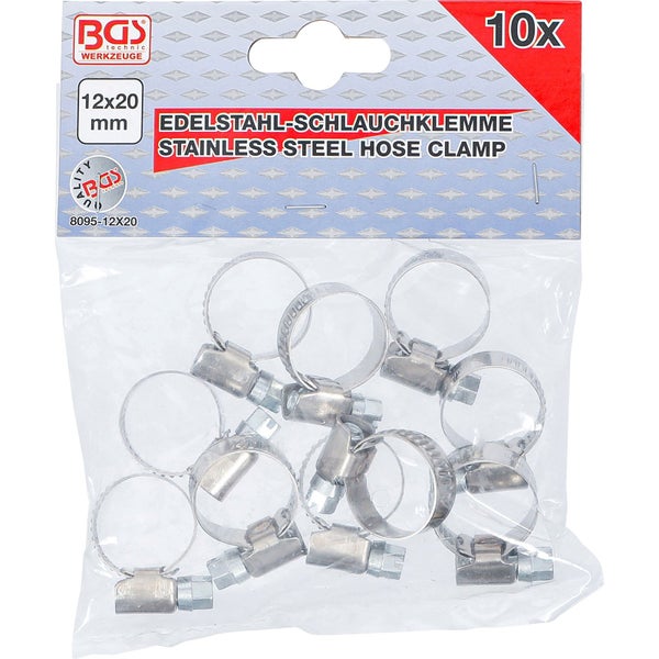 BGS Schlauchklemmen rostfrei 12 x 20 mm 10tlg. - 8095-12x20