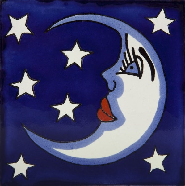 Dekorfliese mit Mond- und Sternenmuster