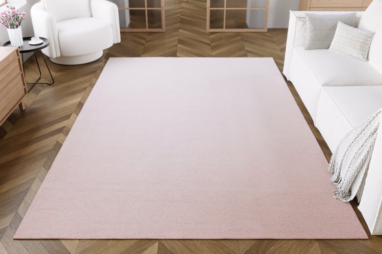 Kelim Teppich Rosa aus Wolle Perpignan Green Looop 80x150 cm