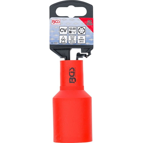 BGS VDE-Steckschlüssel-Einsatz Sechskant Antrieb Innenvierkant 12,5 mm (1/2) SW 30 mm - 72080