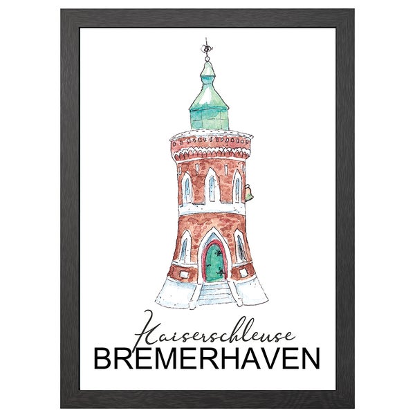 Kaiserschleuse Bremerhaven Leuchtturm Poster Im A2-Rahmen - Joyin