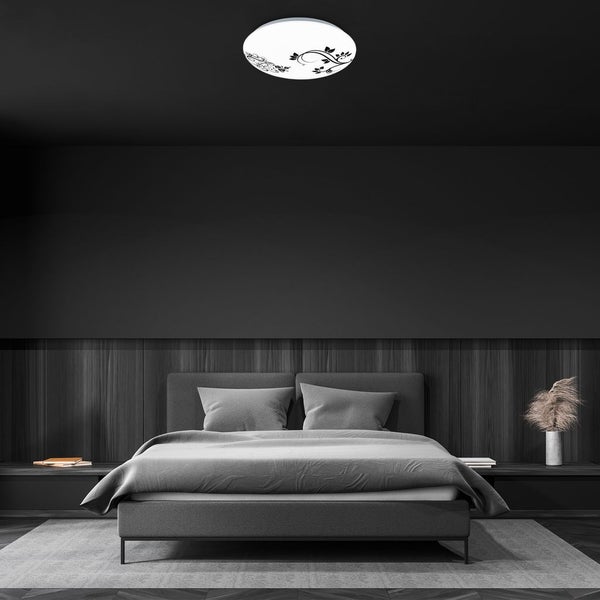 BRILONER KORA LED Deckenleuchte, Neutralweißes Licht, Blumen Design, weiß-schwarz, 28 x 6,5 cm