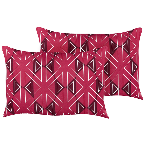 Gartenkissen 2er Set MEZZANO Geometrisches Muster 40 x 60 cm Fuchsia