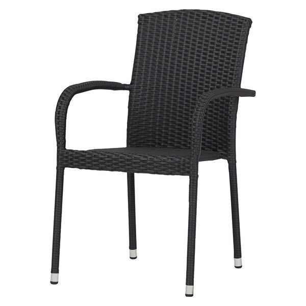 Anita Gartenstuhl Polyrattan stapelbar schwarz. 63 X 53 X 88 cm